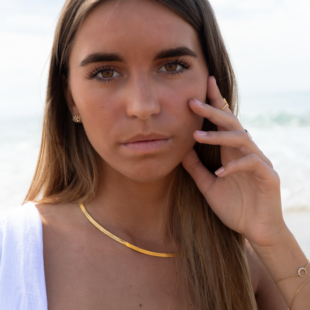 Puces d’Oreilles ŒIL – Plaqué or 18 carats & oxydes | Assara Bijoux