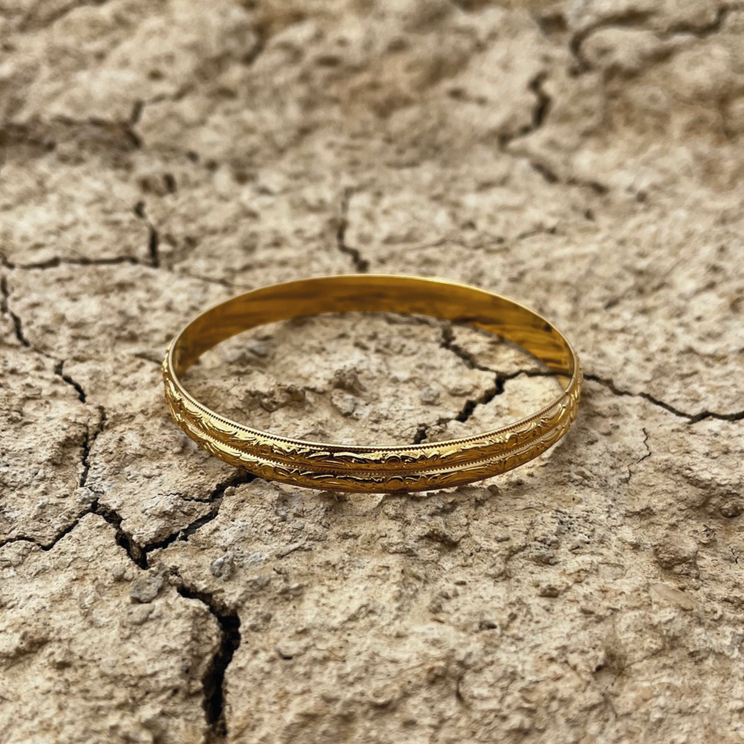 Bracelet Jonc Orné – Plaqué or 18 carats 3 microns | Assara Bijoux