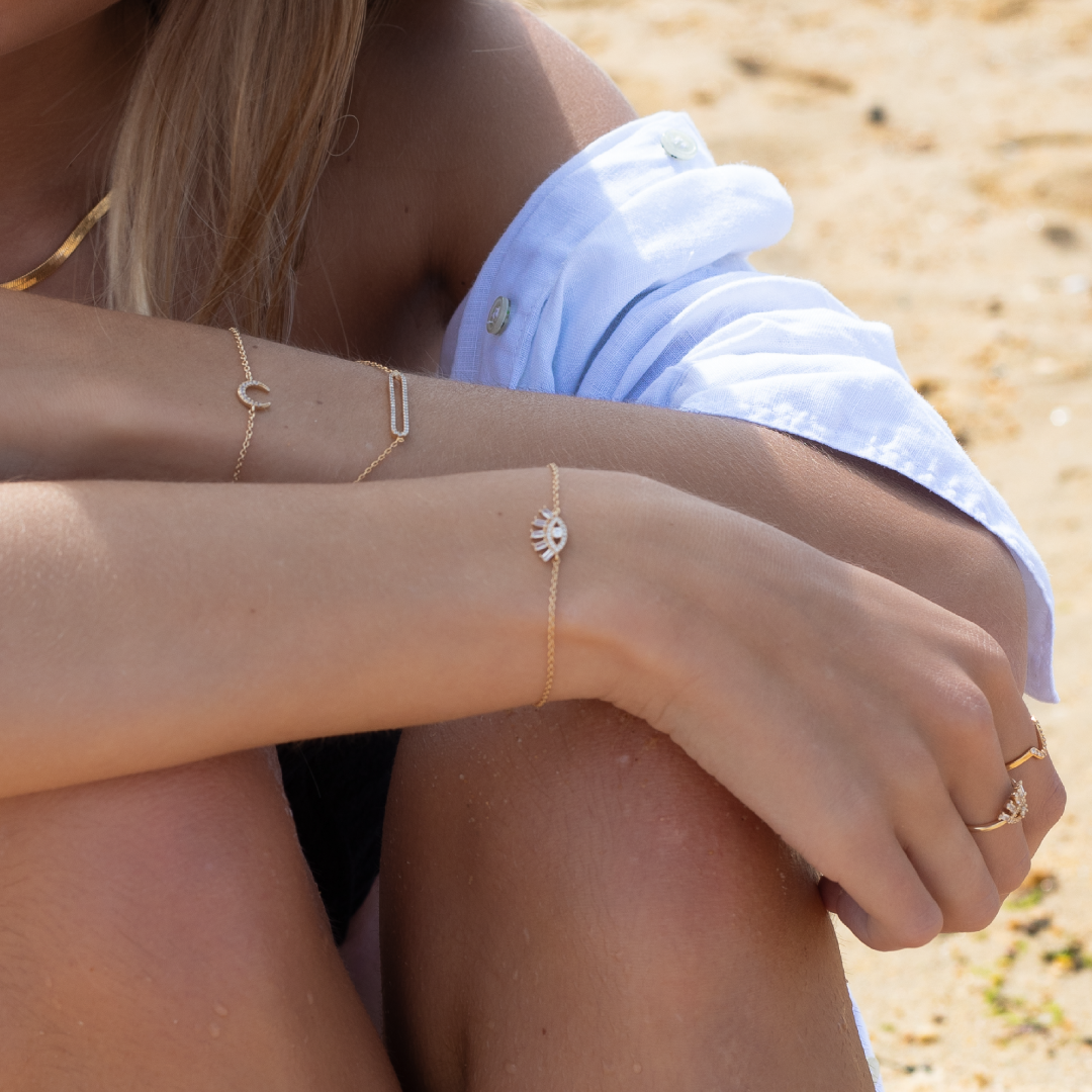 Bracelet Lune Plaqué Or 18 Carats & Zirconiums | Assara Bijoux