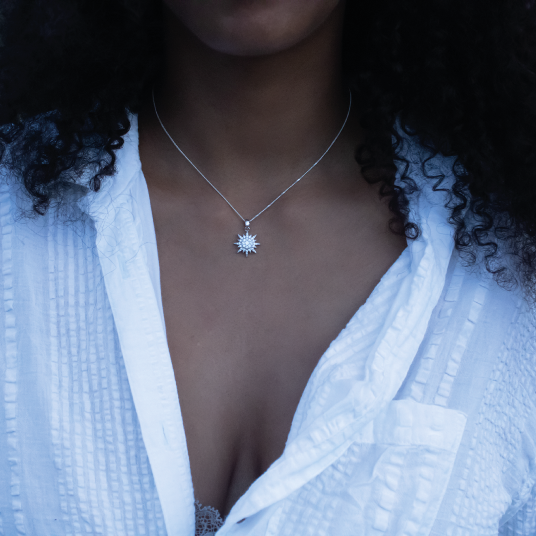 Collier Sunshine Argent 925 Rhodié & Zirconiums | Assara Bijoux