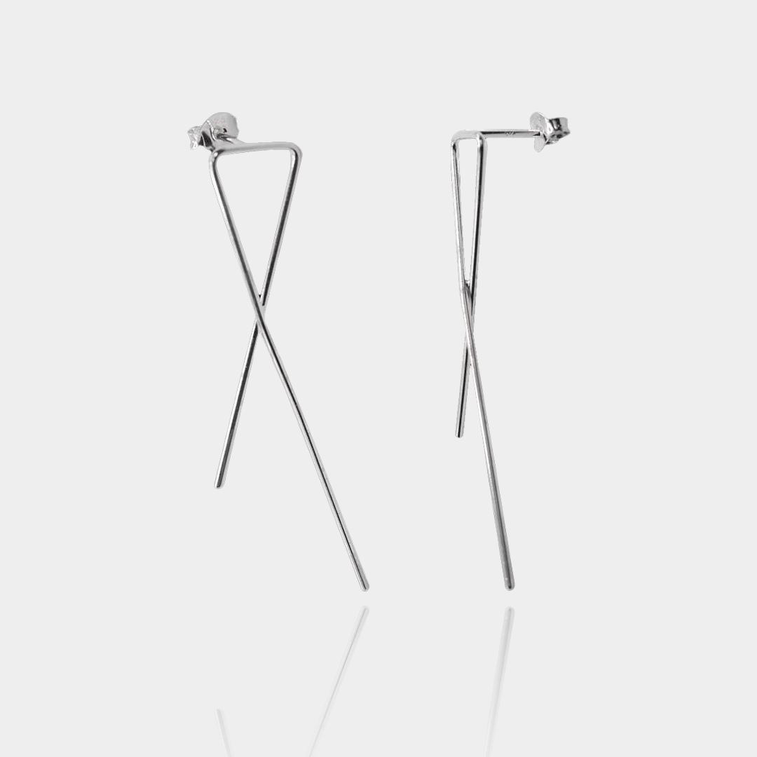 Boucles X – Boucles pendantes en argent massif | Assara Bijoux