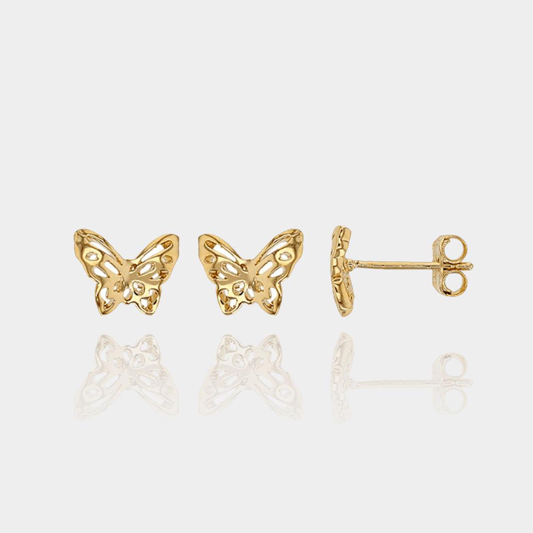 Puces d’Oreilles PAPILLON – Plaqué or 18 carats | Assara Bijoux