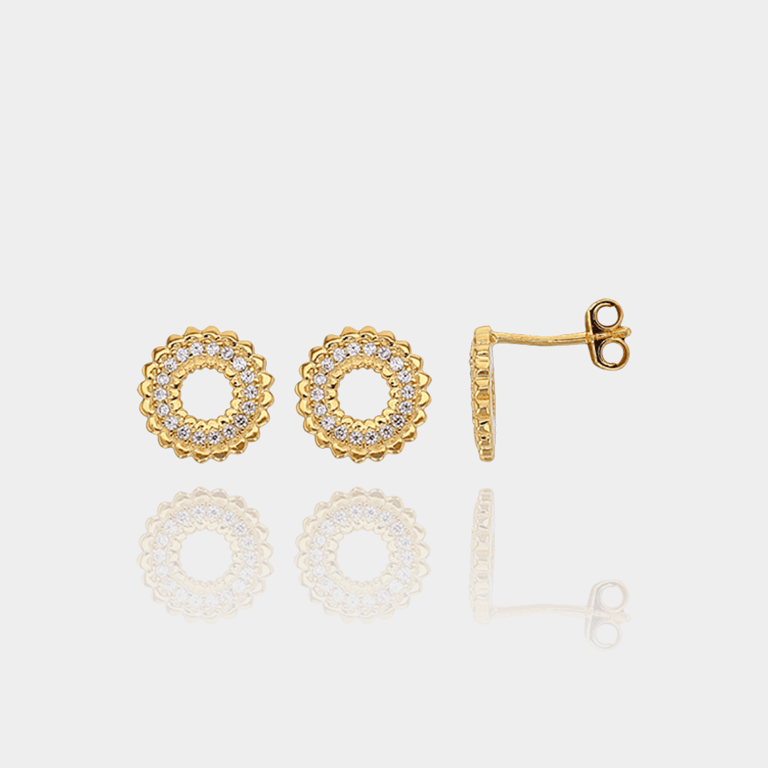 Puces d’Oreilles TOURNESOL – Plaqué or 18 carats | Assara Bijoux