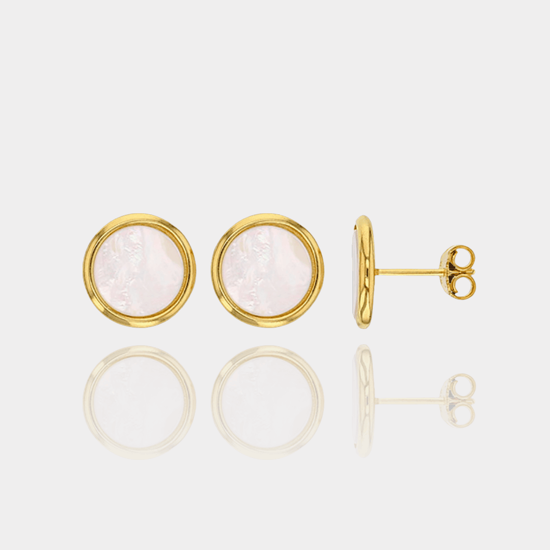 Puces d’Oreilles Nacre Blanche – Plaqué or 18 carats | Assara Bijoux