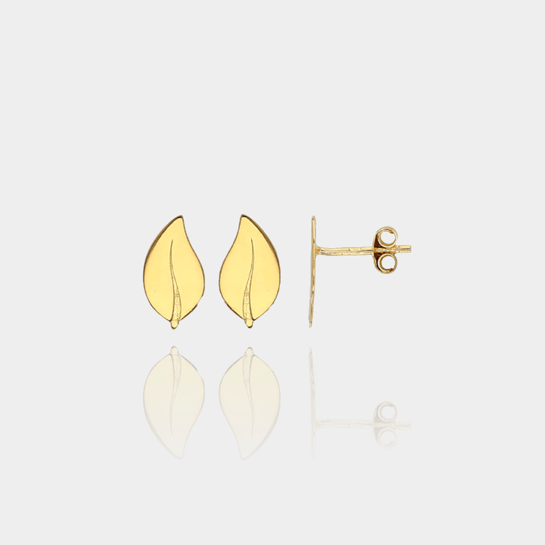 Puces d’Oreilles Feuilles – Plaqué or 18 carats | Assara Bijoux