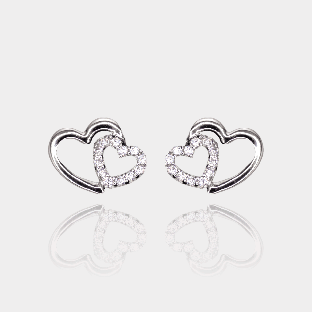 Puces d’Oreilles Cœurs Entrelacés – Argent massif | Assara Bijou