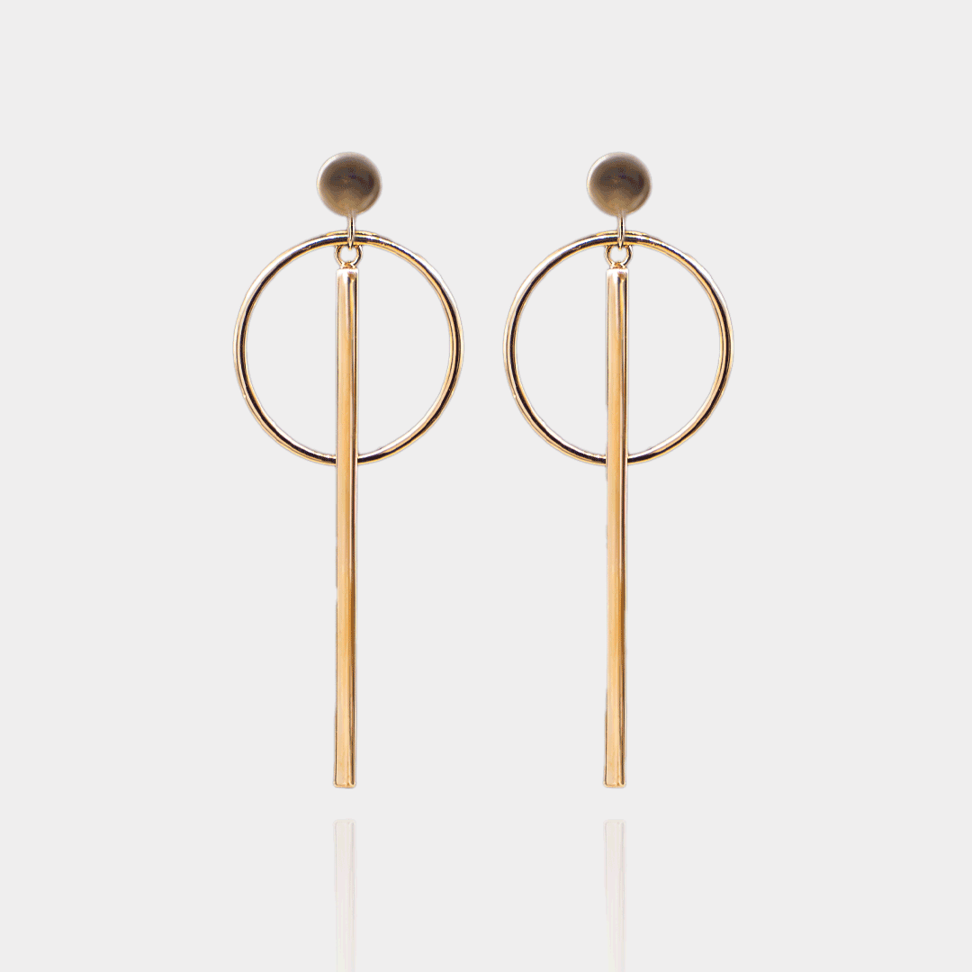Boucles d’oreilles Cercle & Barre – Plaqué or 18 carats | Assara Bijou
