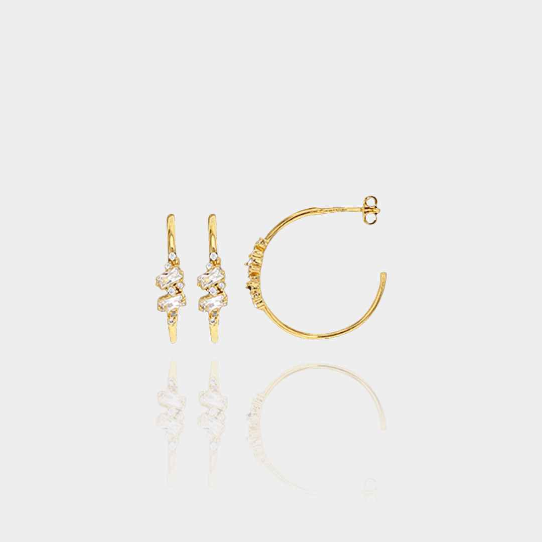 Créoles Ornées – Plaqué Or 18 carats & zirconium | Assara Bijoux