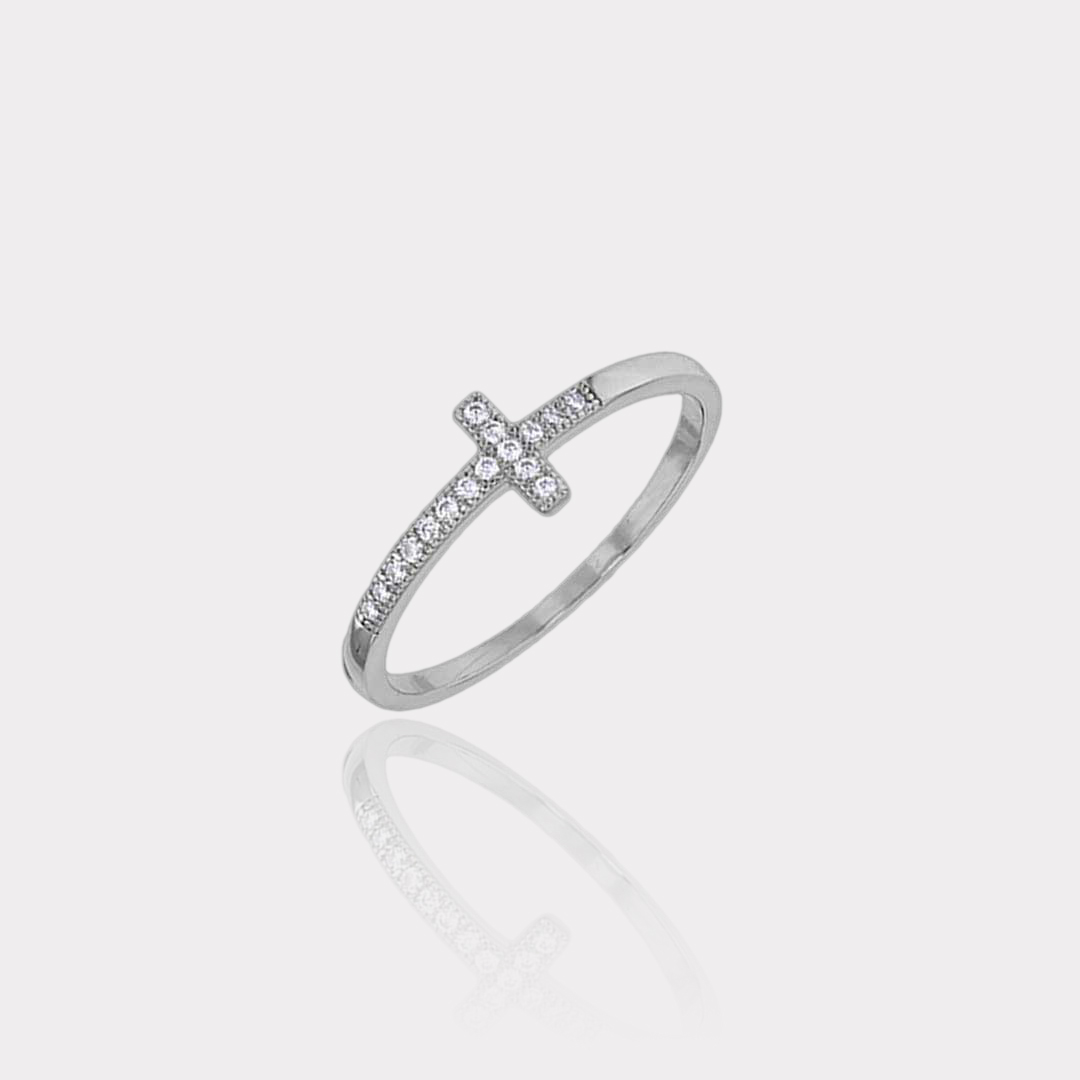 Bague Cruz  – Argent massif  & oxydes de zirconium | Assara Bijoux