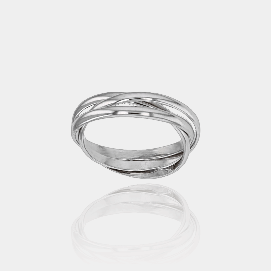 Bague 3 anneaux entrelacés – Argent massif rhodié | Assara Bijoux