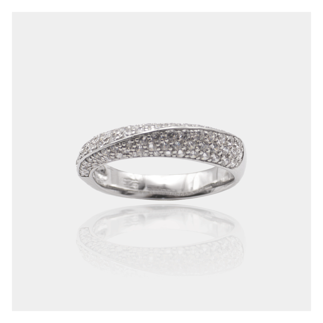 Bague Large Zircones – Argent massif | Assara Bijoux