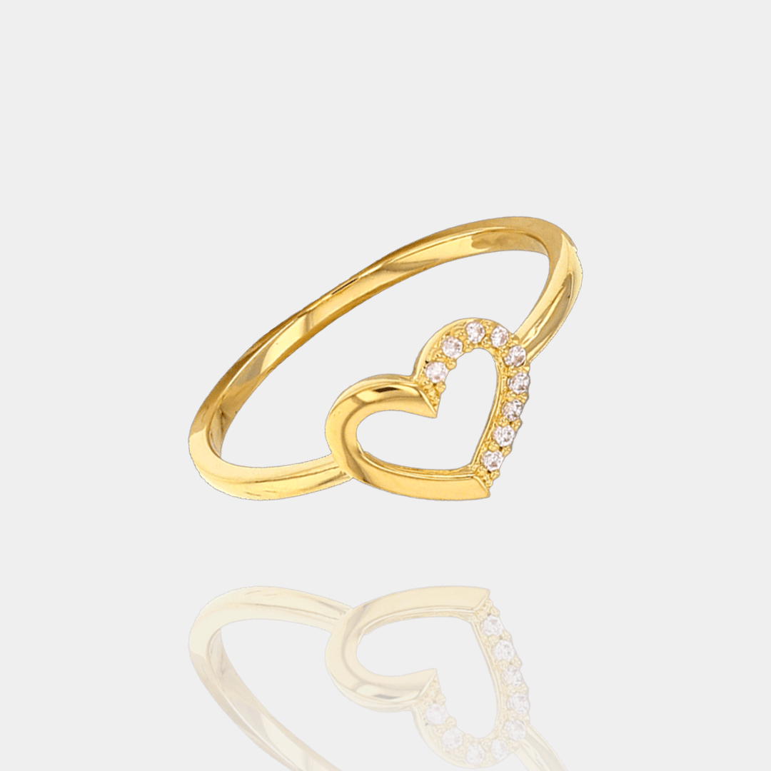 Bague Cœur – Plaqué or 18 carats & oxydes de zirconium | Assara Bijoux