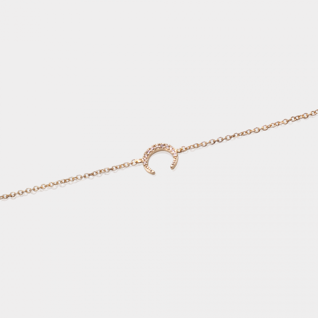 Bracelet Lune Plaqué Or 18 Carats & Zirconiums | Assara Bijoux