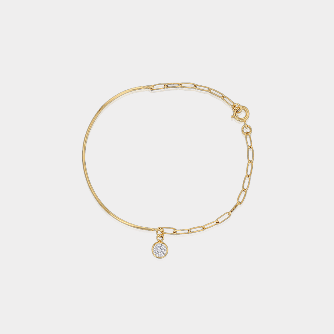 Bracelet Demi-Jonc Plaqué Or 18 Carats & Zirconium | Assara Bijoux