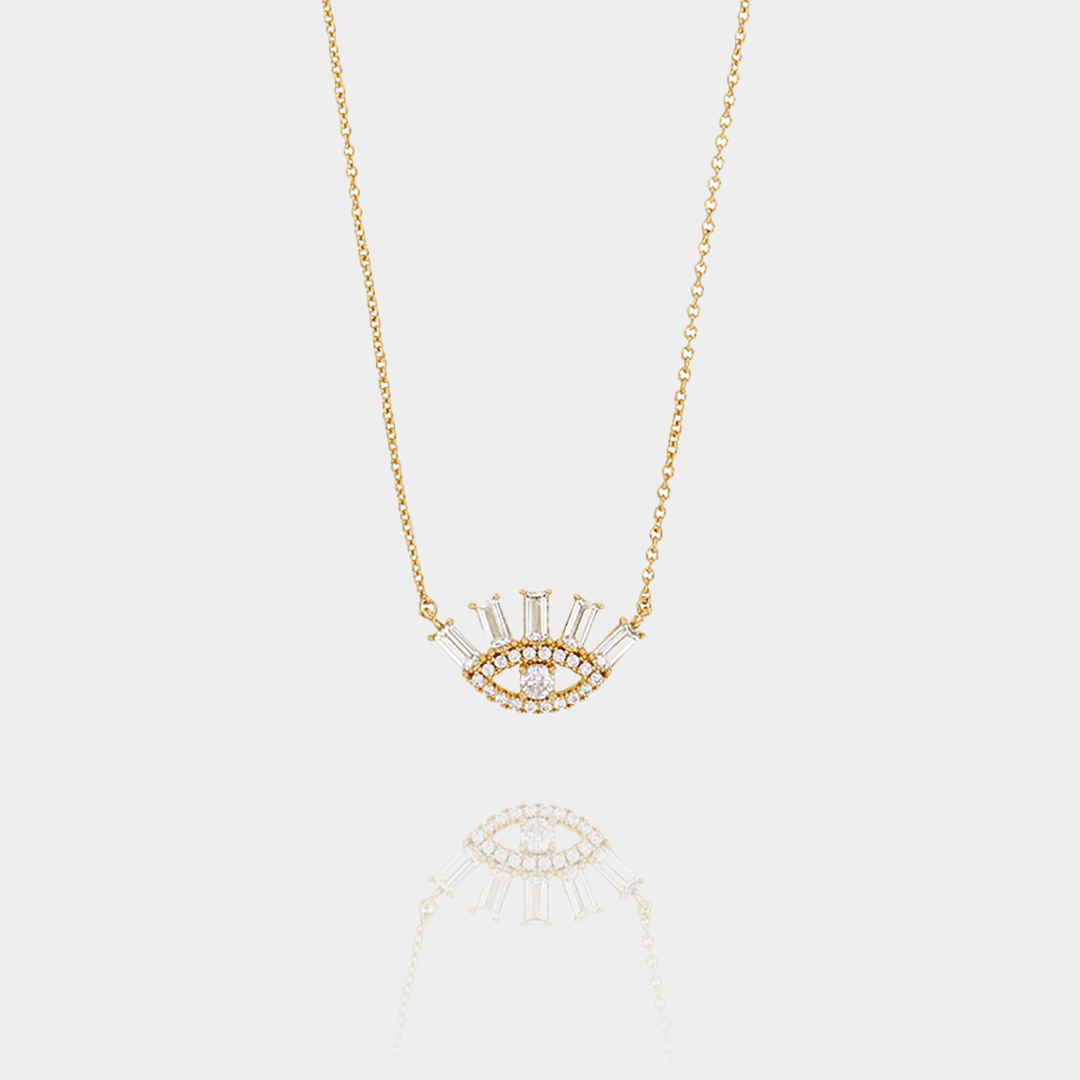 Collier Œil Plaqué Or 18 Carats & Zirconiums | Assara Bijoux