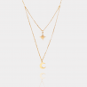 Collier Double Lune & Étoile Plaqué Or | Assara Bijoux