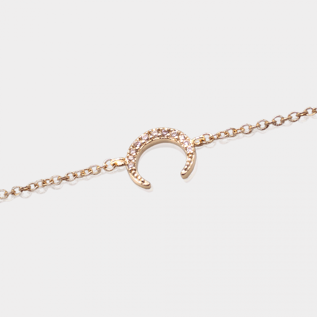 Bracelet Lune Plaqué Or 18 Carats & Zirconiums | Assara Bijoux