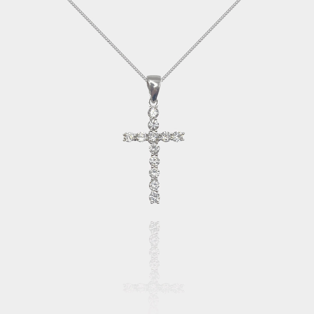Collier Cruz Argent Massif & Zirconiums | Assara Bijoux
