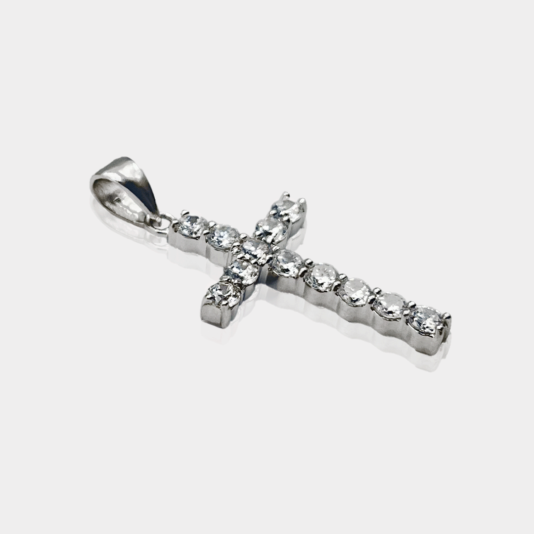 Collier Cruz Argent Massif & Zirconiums | Assara Bijoux