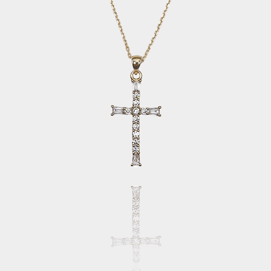 Collier Croix Plaqué Or 18 Carats & Zirconiums | Assara Bijoux