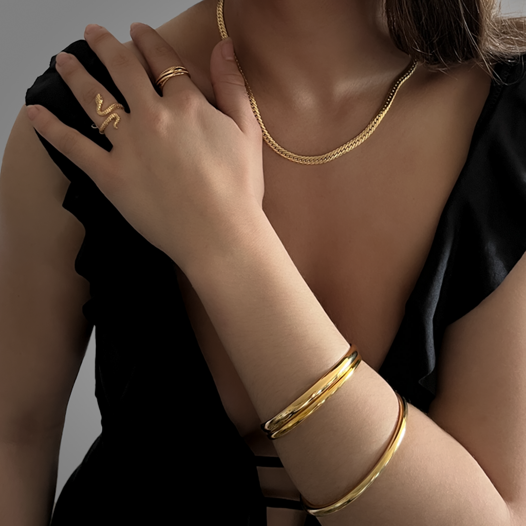 Bracelet Jonc MADAME Doré – Argent 925 | Assara Bijoux