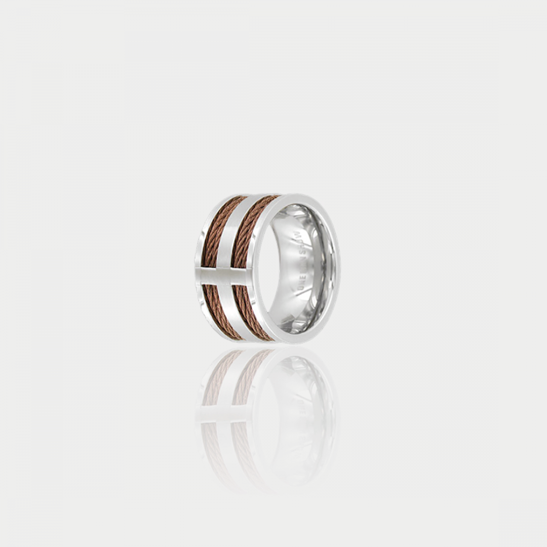 Bague Large Chocolat Homme en Acier | Assara Bijoux