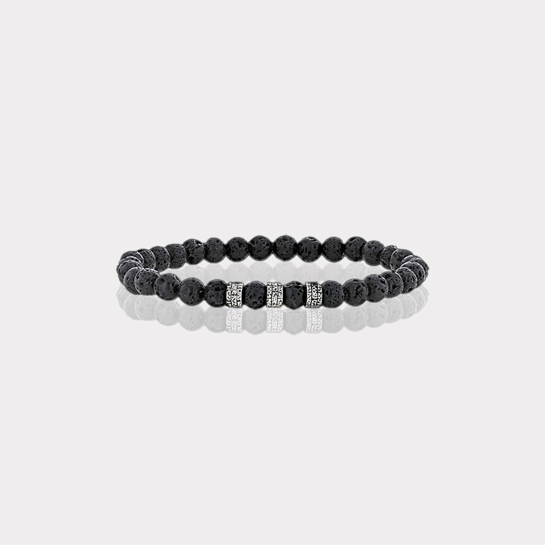 Bracelet Homme Pierres de Lave et Acier | Assara Bijoux