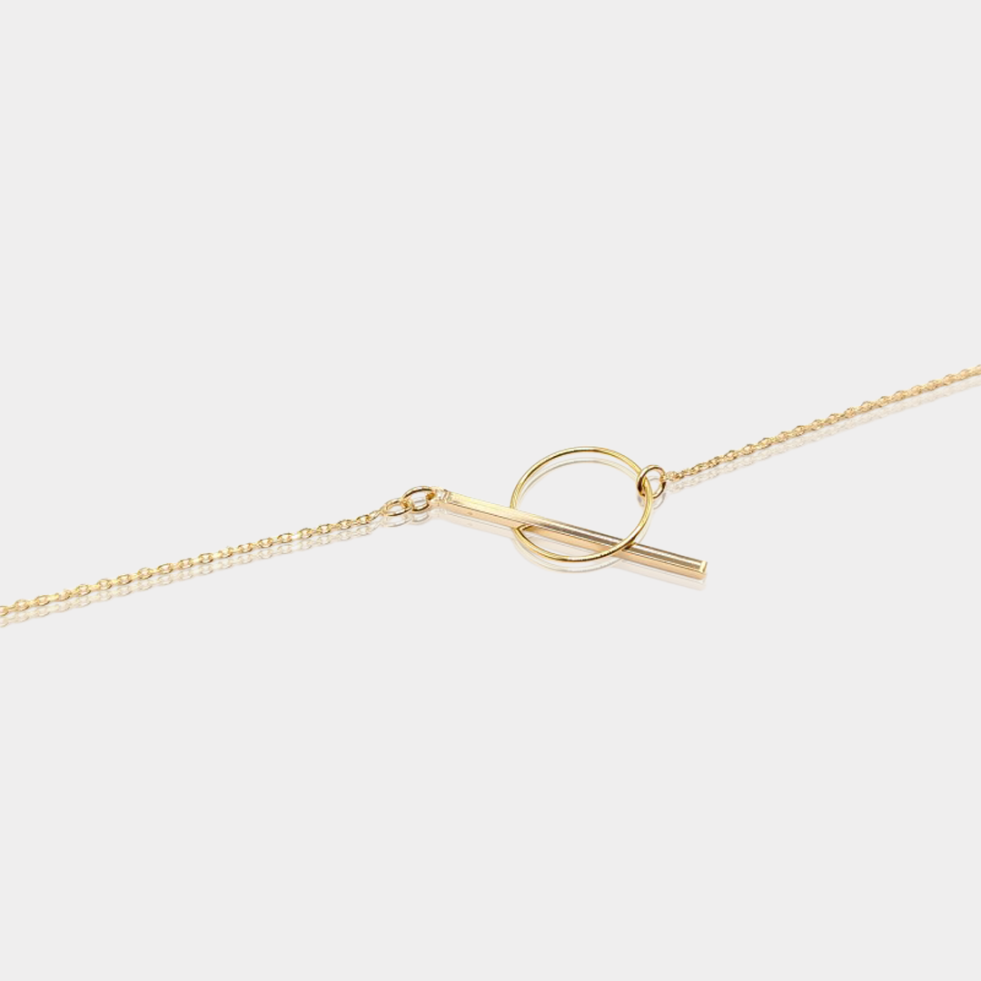 Sautoir Cercle & Ligne Plaqué Or 18 Carats | Assara Bijoux