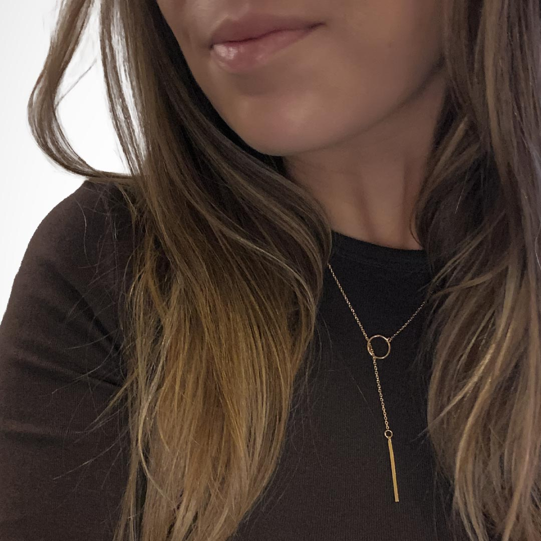 Sautoir Cercle & Ligne Plaqué Or 18 Carats | Assara Bijoux