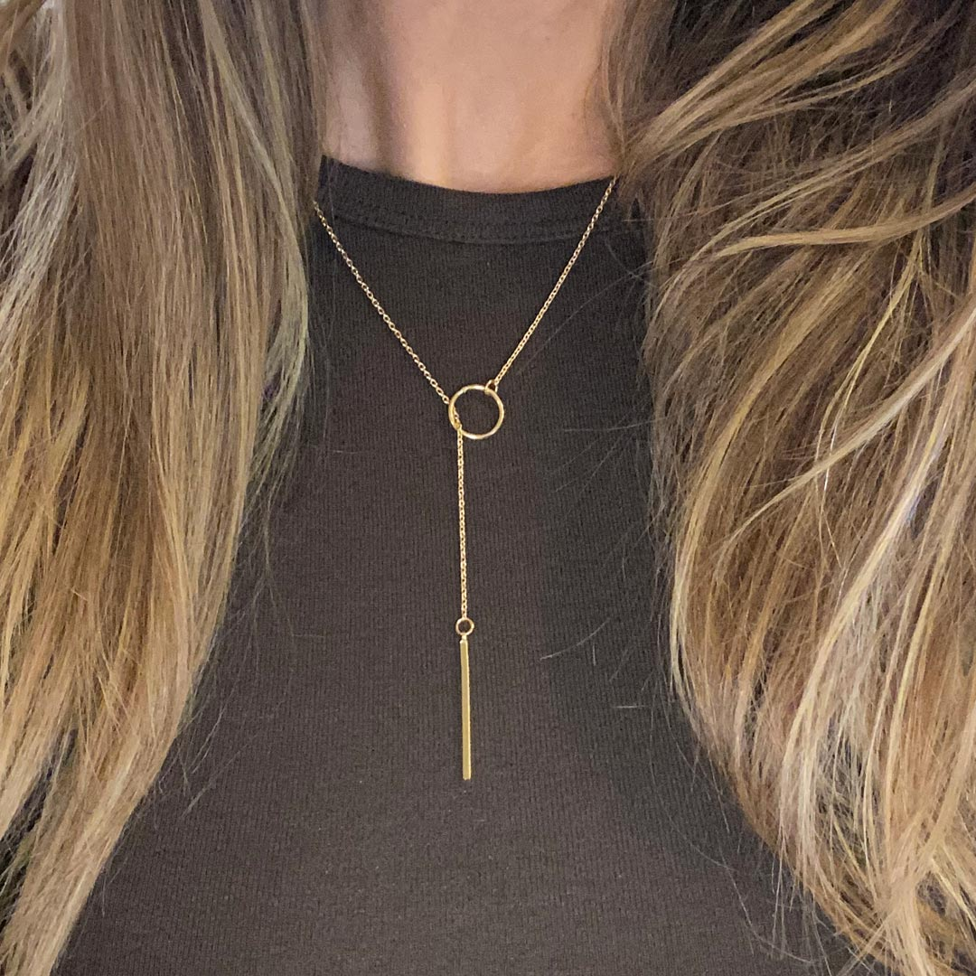 Sautoir Cercle & Ligne Plaqué Or 18 Carats | Assara Bijoux