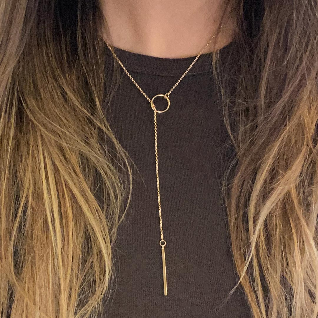 Sautoir Cercle & Ligne Plaqué Or 18 Carats | Assara Bijoux