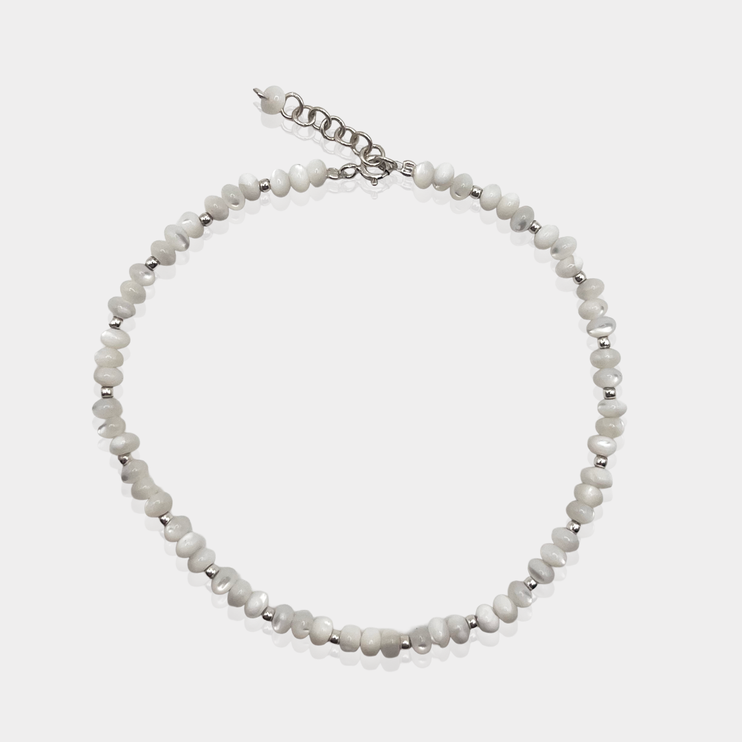 Chaîne de cheville Argent & perles de Nacre