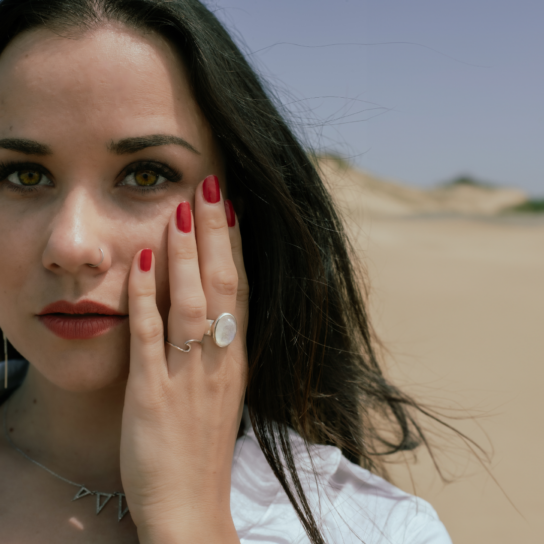 Bague Pierre de Lune – Argent massif & pierre de lune | Assara Bijoux