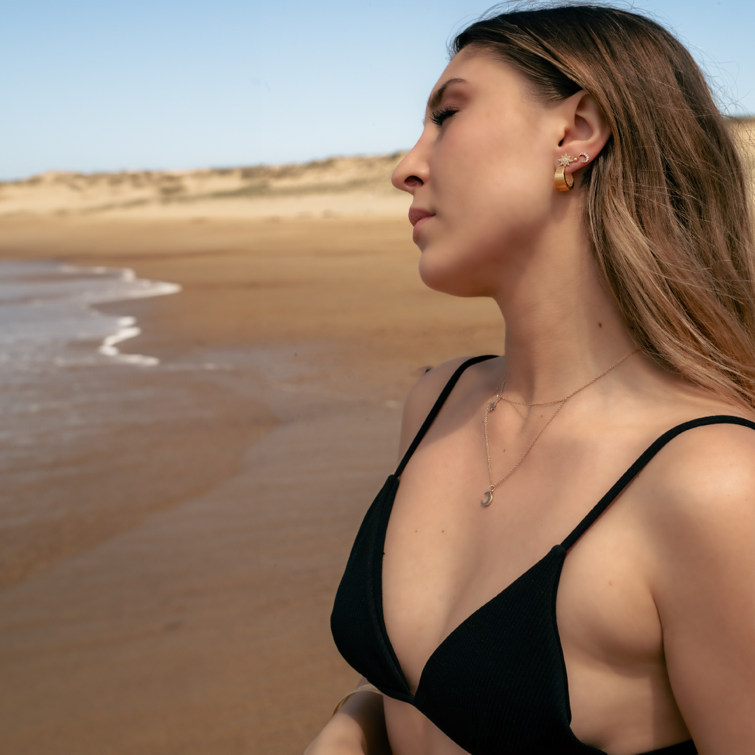 Collier Double Lune & Étoile Plaqué Or | Assara Bijoux